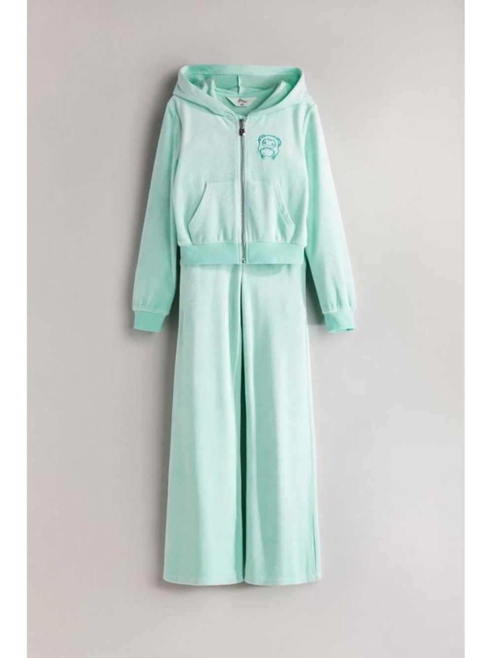 H&M Light Mint Velour Zip Hoodie Set